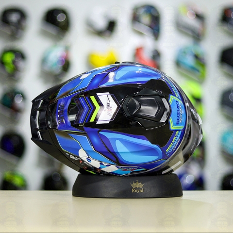 Full Combo Mũ EGO E81 Tem Decal SUZUKI ECSTAR Xanh Trắng Vàng FREESHIP