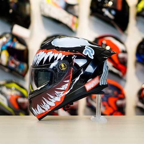 Mũ Fullface EGO E81 Đen Bóng + Tem VENOM V2 FREESHIP