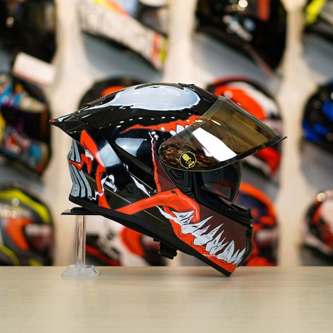 Mũ Fullface EGO E81 Đen Bóng + Tem VENOM V2 FREESHIP