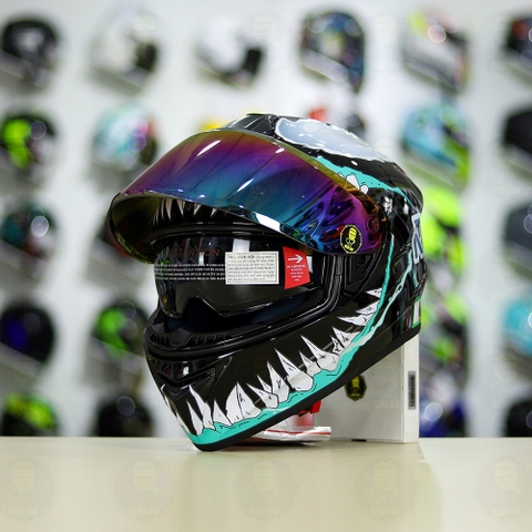 Mũ Fullface EGO E81 Đen Bóng + Dán Tem Decal Venom V2 Độc Tố FREESHIP