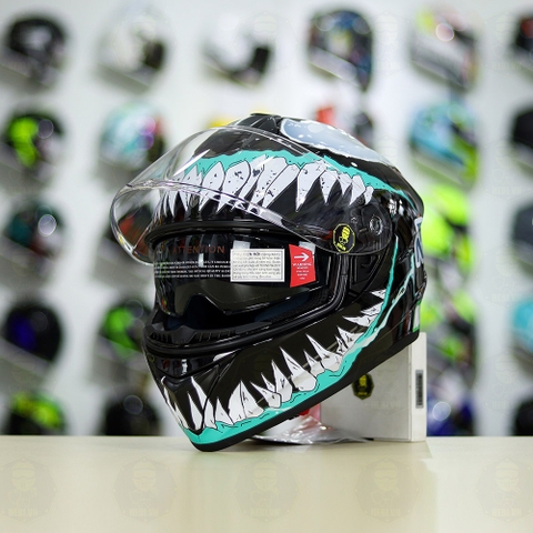 Mũ Fullface EGO E81 Đen Bóng + Dán Tem Decal Venom V2 Độc Tố FREESHIP