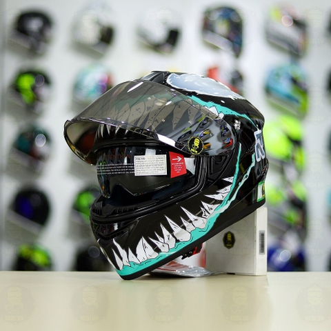 Mũ Fullface EGO E81 Đen Bóng + Dán Tem Decal Venom V2 Độc Tố FREESHIP