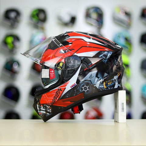 Mũ EGO E81 Đen Bóng + Dán Tem Decal Honda WINNER Xám Đỏ FREESHIP