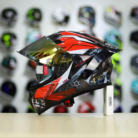 Mũ Fullface EGO E81 Đen Bóng + Tem Honda WINNER Xám Đỏ FREESHIP