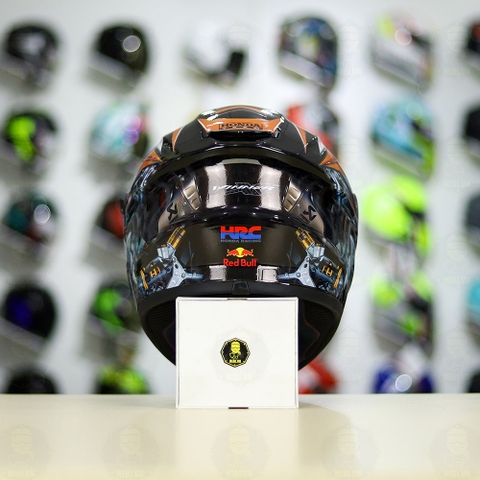 Mũ Fullface EGO E81 Đen Bóng + Dán Tem Decal Honda WINNER Xám Cam FREESHIP