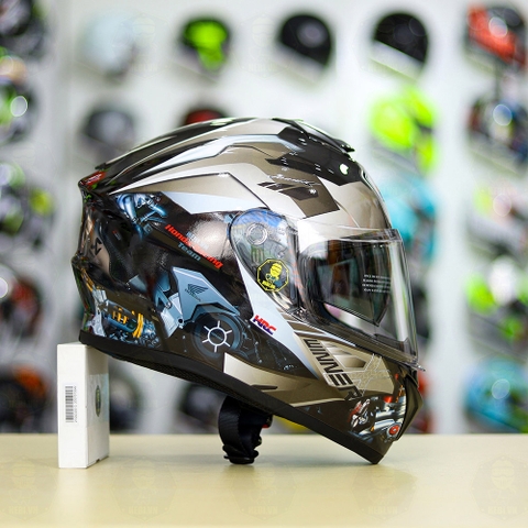 Mũ EGO E81 Đen Bóng + Dán Tem Decal Winner X Xám FREESHIP