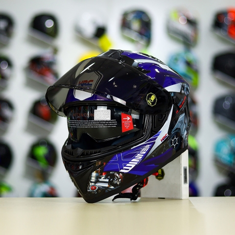 Mũ Fullface EGO E81 Đen Bóng + Dán Tem Decal Winner Xanh GP FREESHIP