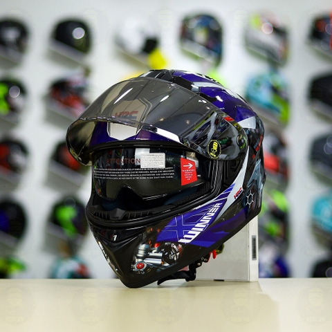 Mũ Fullface EGO E81 Đen Bóng + Dán Tem Decal Winner Xanh GP FREESHIP