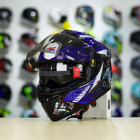 Mũ Fullface EGO E81 Đen Bóng + Dán Tem Decal Winner Xanh GP FREESHIP