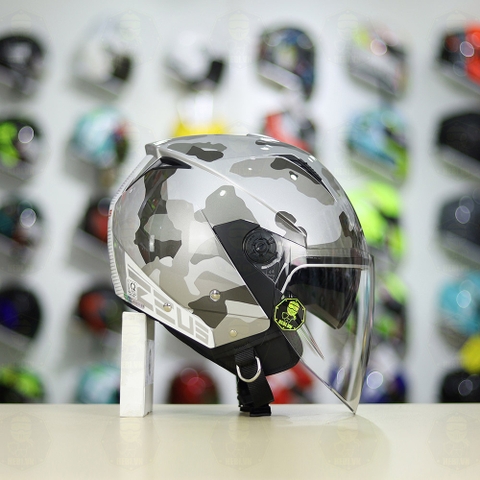 Mũ 3/4 Zeus 205 Camo Trắng Xám FREESHIP