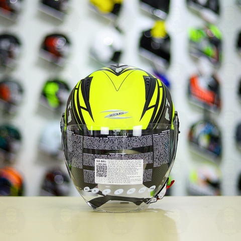 Mũ 3/4 Zeus 205 T1 Vàng Neon Camo Nhám FREESHIP