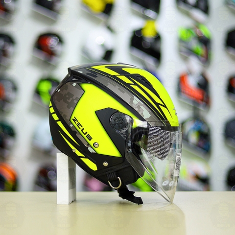 Mũ 3/4 Zeus 205 T1 Vàng Neon Camo Nhám FREESHIP