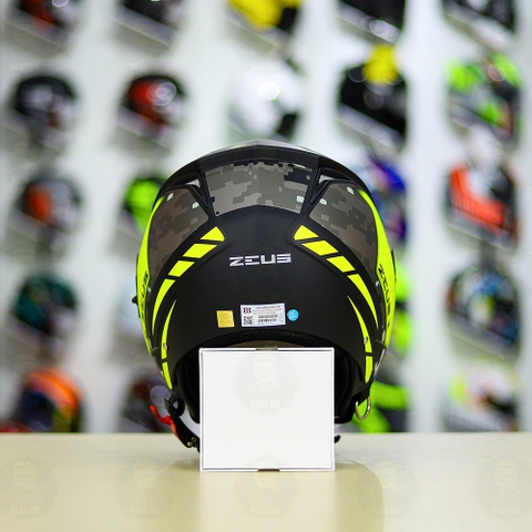 Mũ 3/4 Zeus 205 T1 Vàng Neon Camo Nhám FREESHIP