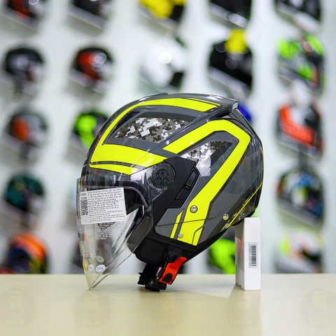 Combo Mũ 3/4 ZEUS 205 Camo Vàng Bóng Độ Khóa Chống Trộm