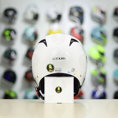 Mũ 3/4 Zeus 205 Trắng Bóng FREESHIP