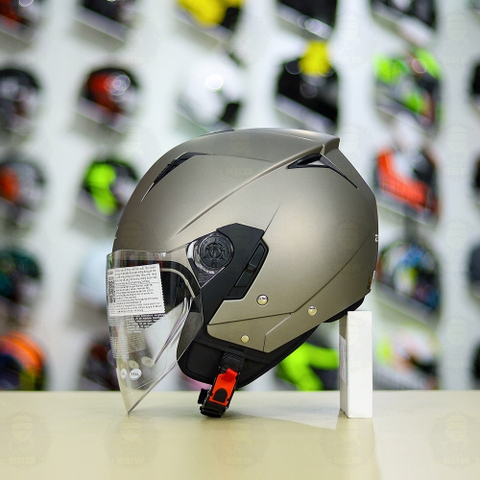 Combo Mũ 3/4 ZEUS 205 Xám Nhám Độ Khóa Chống Trộm