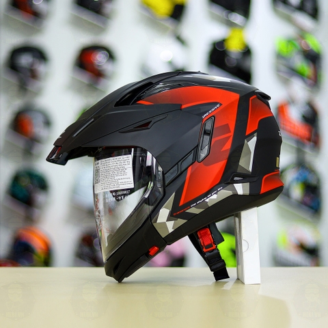 Full Bộ Mũ Zeus 613b + Mái Che + Hàm Camo Đỏ Nhám FREESHIP