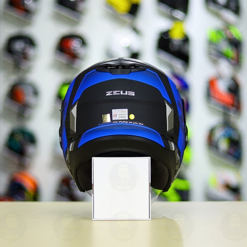 Mũ 3/4 Zeus 613B Camo Đen Xanh Dương Nhám FREESHIP