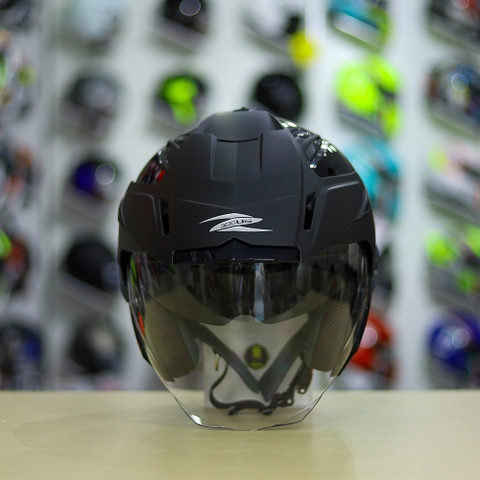 Mũ 3/4 Zeus 613B Đen Bóng FREESHIP