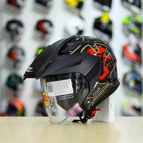 Mũ 3/4 Zeus 613B Samurai Đen Bóng FREESHIP