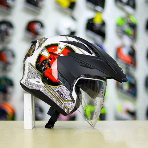 Mũ 3/4 Zeus 613B Samurai Trắng Bóng FREESHIP