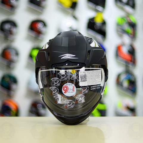 Full Bộ Mũ Zeus 613b + Mái Che + Hàm Samurai Trắng Đỏ Bóng FREESHIP