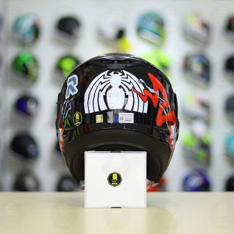 Mũ 3/4 Zeus 613B Đen Bóng + Dán Tem Decal Venom V2 FREESHIP
