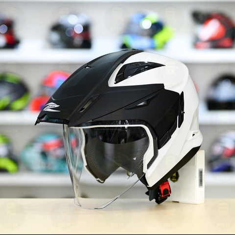 Mũ 3/4 Zeus 613B Trắng Bóng Freeship