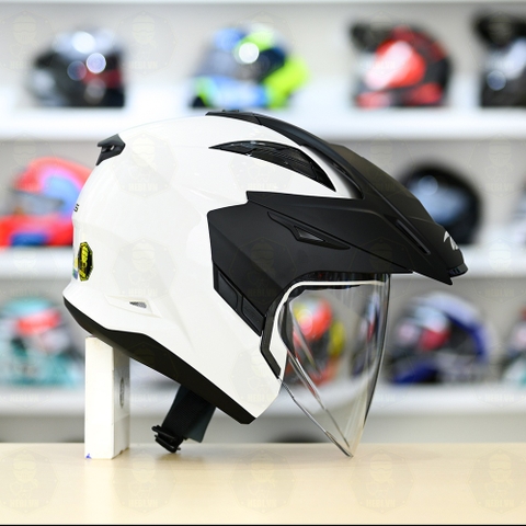 Mũ 3/4 Zeus 613B Trắng Bóng Freeship