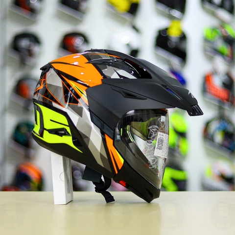 Full Bộ Mũ Zeus 613b + Mái Che + Hàm Xám Vàng Cam Bóng FREESHIP