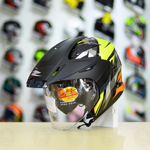 Combo Mũ 3/4 ZEUS 613b Xám Vàng Cam Bóng Độ Khóa Chống Trộm