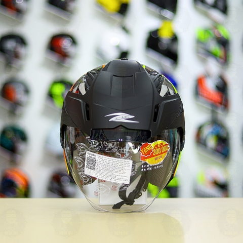 Combo Mũ 3/4 ZEUS 613b Xám Vàng Cam Bóng Độ Khóa Chống Trộm