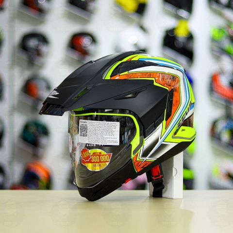 Full Bộ Mũ Zeus 613b + Mái Che + Hàm Vàng Neon Cam Xanh Bóng FREESHIP