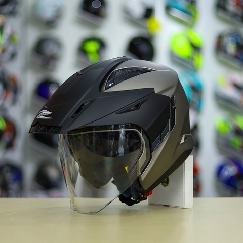 Mũ 3/4 Zeus 613B Xám Nhám FREESHIP