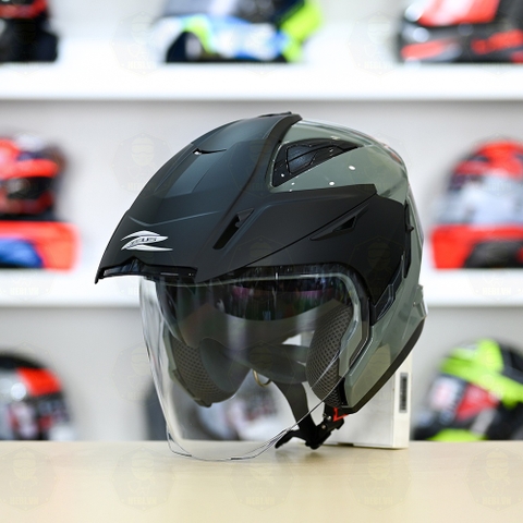 Mũ 3/4 Zeus 613B Xi Măng Bóng-Freeship