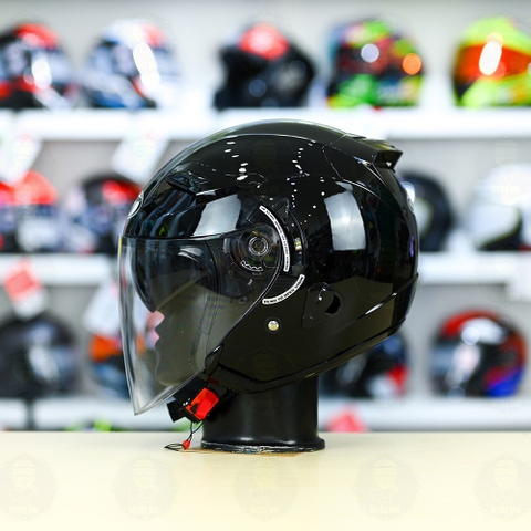 Nón 3/4 2 kính KLT VENOM Đen Bóng  FREESHIP