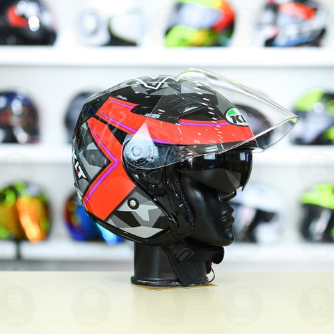 Nón 3/4 2 kính KLT VENOM Espargaro Fuxia FREESHIP