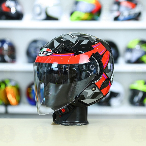 Nón 3/4 2 kính KLT VENOM Espargaro Fuxia FREESHIP