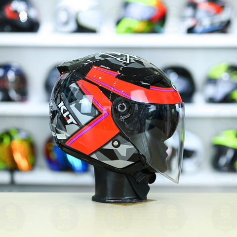 Nón 3/4 2 kính KLT VENOM Espargaro Fuxia FREESHIP