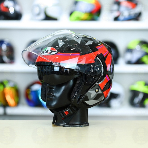 Nón 3/4 2 kính KLT VENOM Espargaro Fuxia FREESHIP
