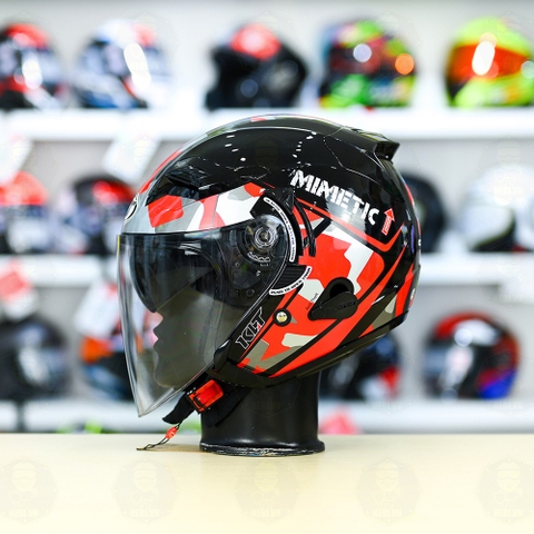 Nón 3/4 2 kính KLT VENOM MINETIC Đỏ FREESHIP