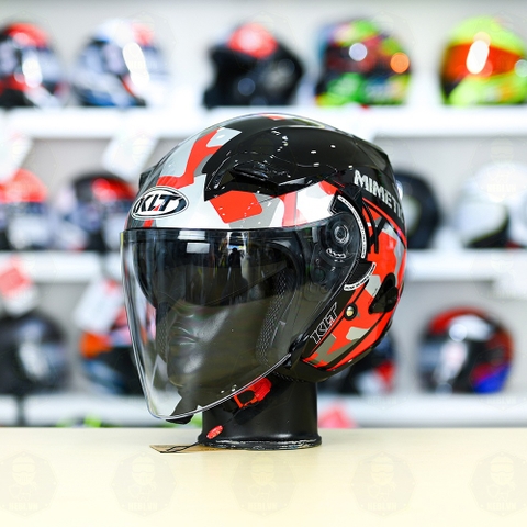 Nón 3/4 2 kính KLT VENOM MINETIC Đỏ FREESHIP