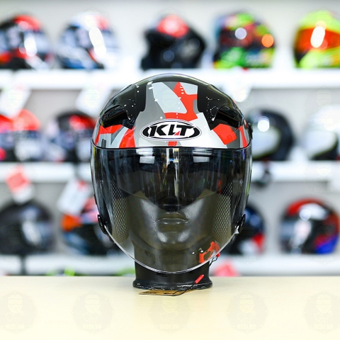 Nón 3/4 2 kính KLT VENOM MINETIC Đỏ FREESHIP