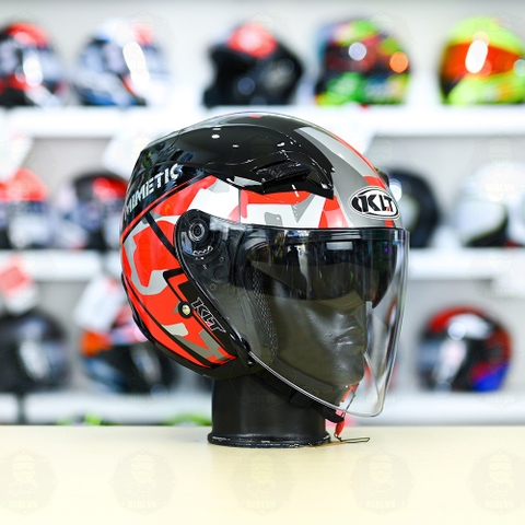 Nón 3/4 2 kính KLT VENOM MINETIC Đỏ FREESHIP