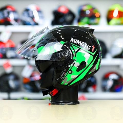 Nón 3/4 2 kính KLT VENOM MINETIC Xanh Lá FREESHIP