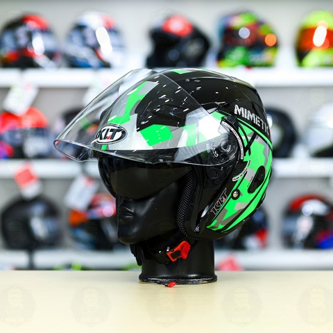 Nón 3/4 2 kính KLT VENOM MINETIC Xanh Lá FREESHIP