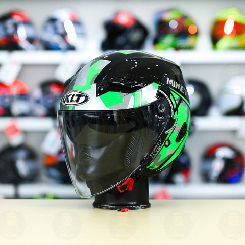 Nón 3/4 2 kính KLT VENOM MINETIC Xanh Lá FREESHIP