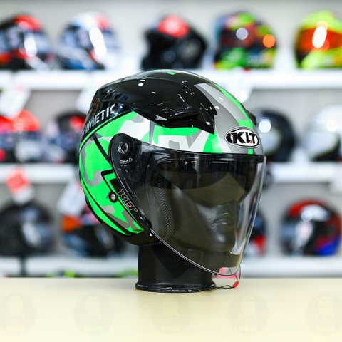 Nón 3/4 2 kính KLT VENOM MINETIC Xanh Lá FREESHIP