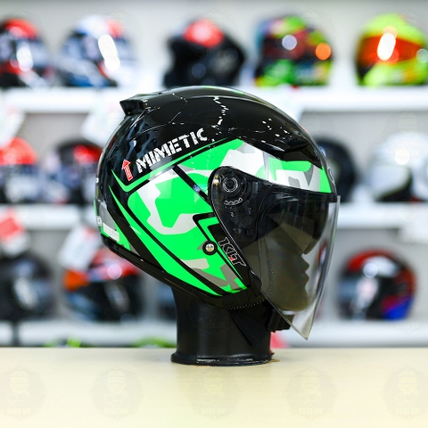 Nón 3/4 2 kính KLT VENOM MINETIC Xanh Lá FREESHIP