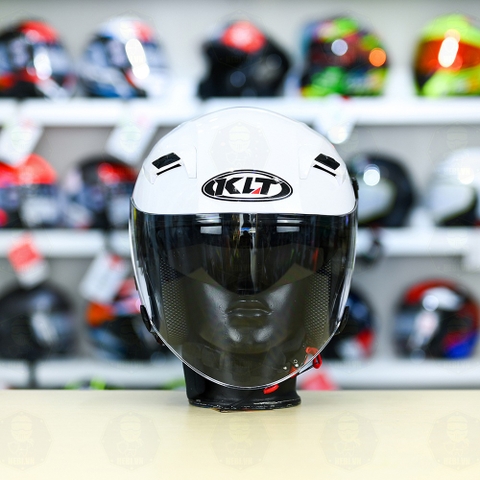 Nón 3/4 2 kính KLT VENOM Trắng Bóng FREESHIP